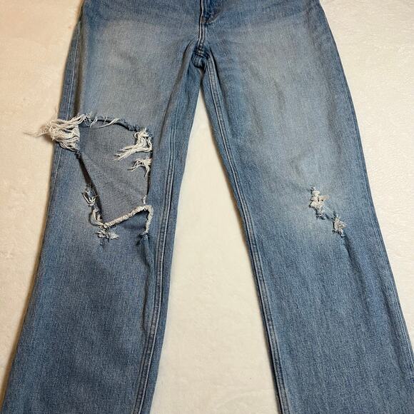 Abercrombie & Fitch The 90's Straight Ultra High Rise Jeans Size 28 Distressed - Picture 7 of 11
